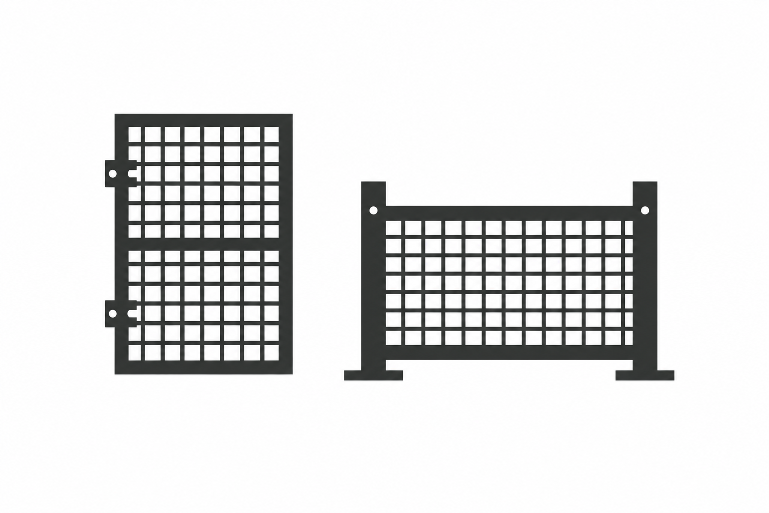 Illustration of a metal mesh door and panel